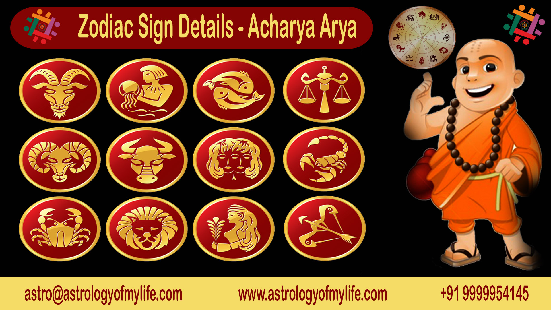 zodiac sign details - acharya arya